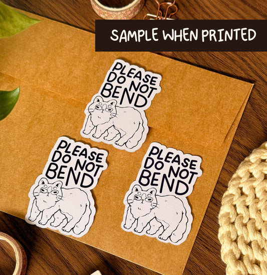 Please Do Not Bend | Sticker Label - Cat Design 4