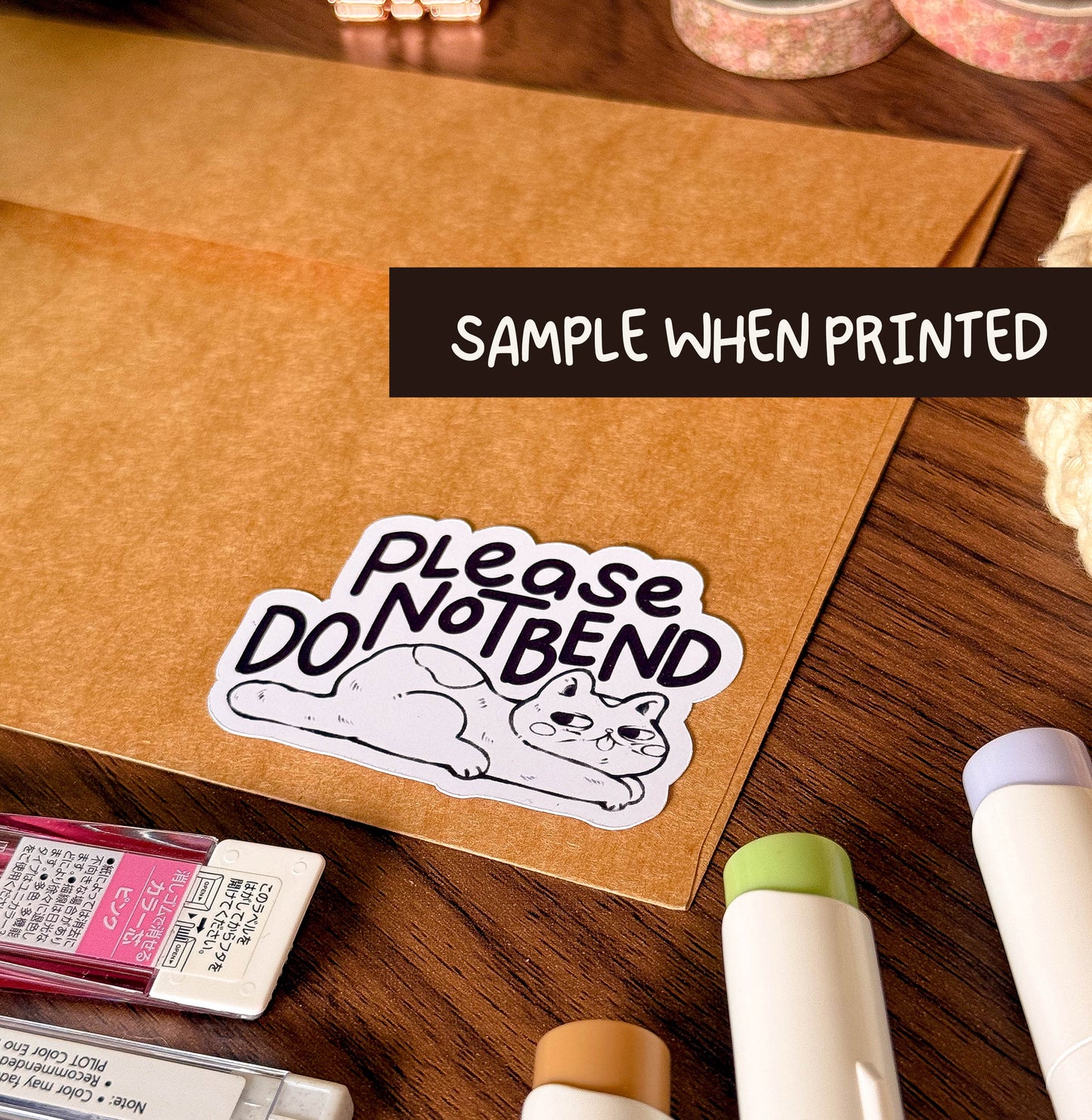 Please Do Not Bend | Sticker Label - Cat Design 3