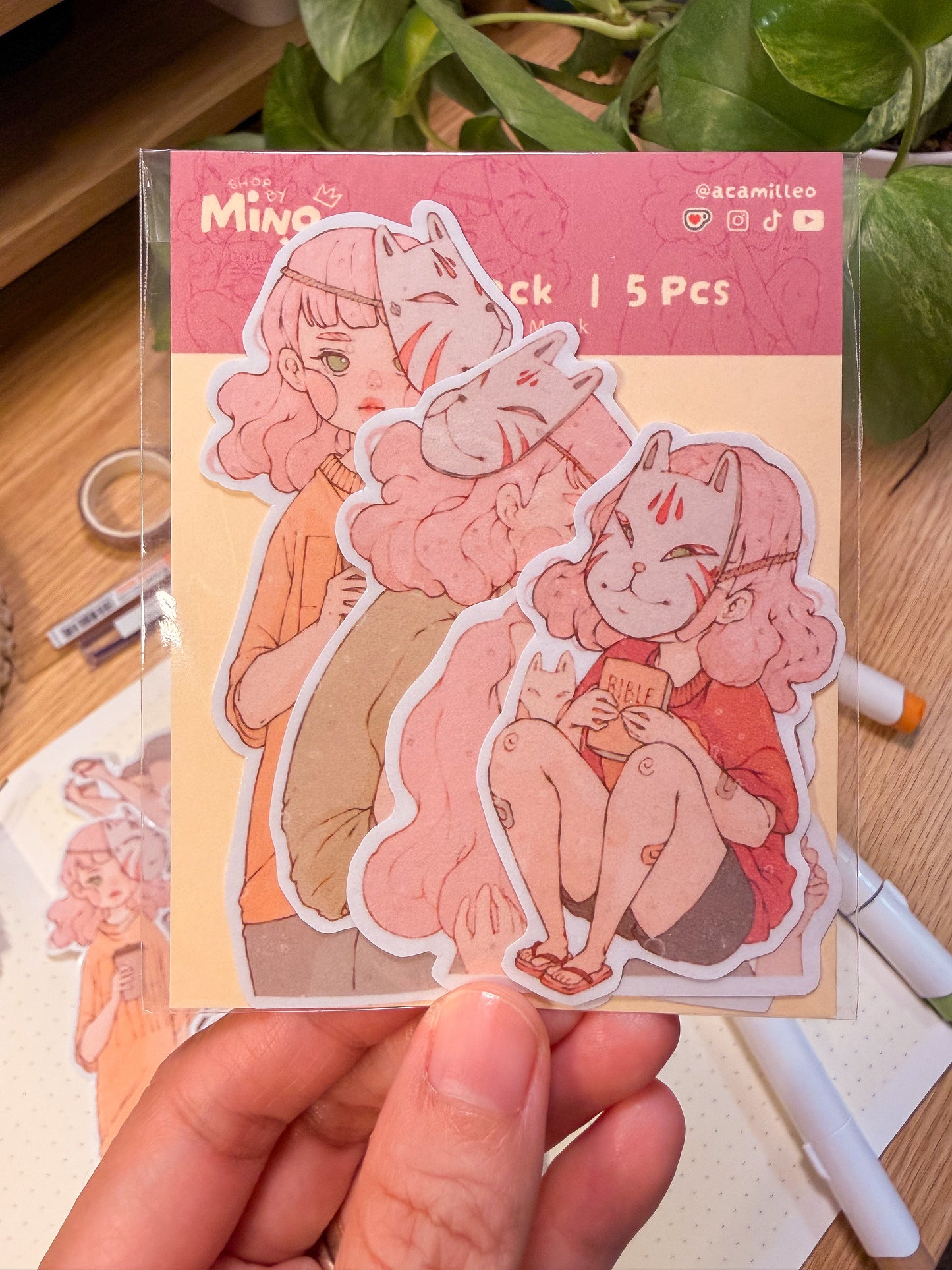 Tengu Mask Sticker Pack | 5 PCS