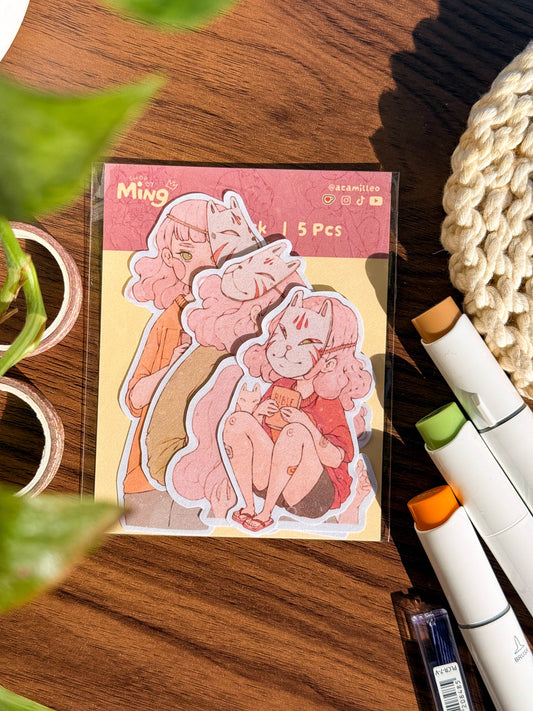Tengu Mask Sticker Pack | 5 PCS