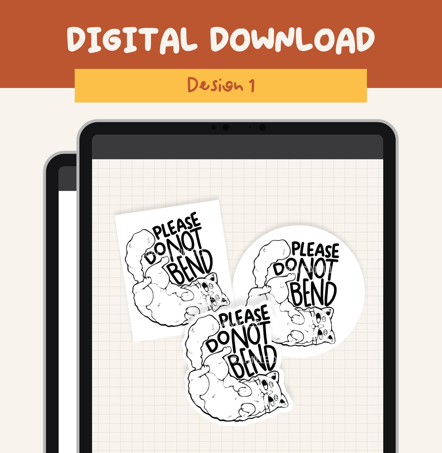 Please Do Not Bend | Sticker Label - Cat Design 1