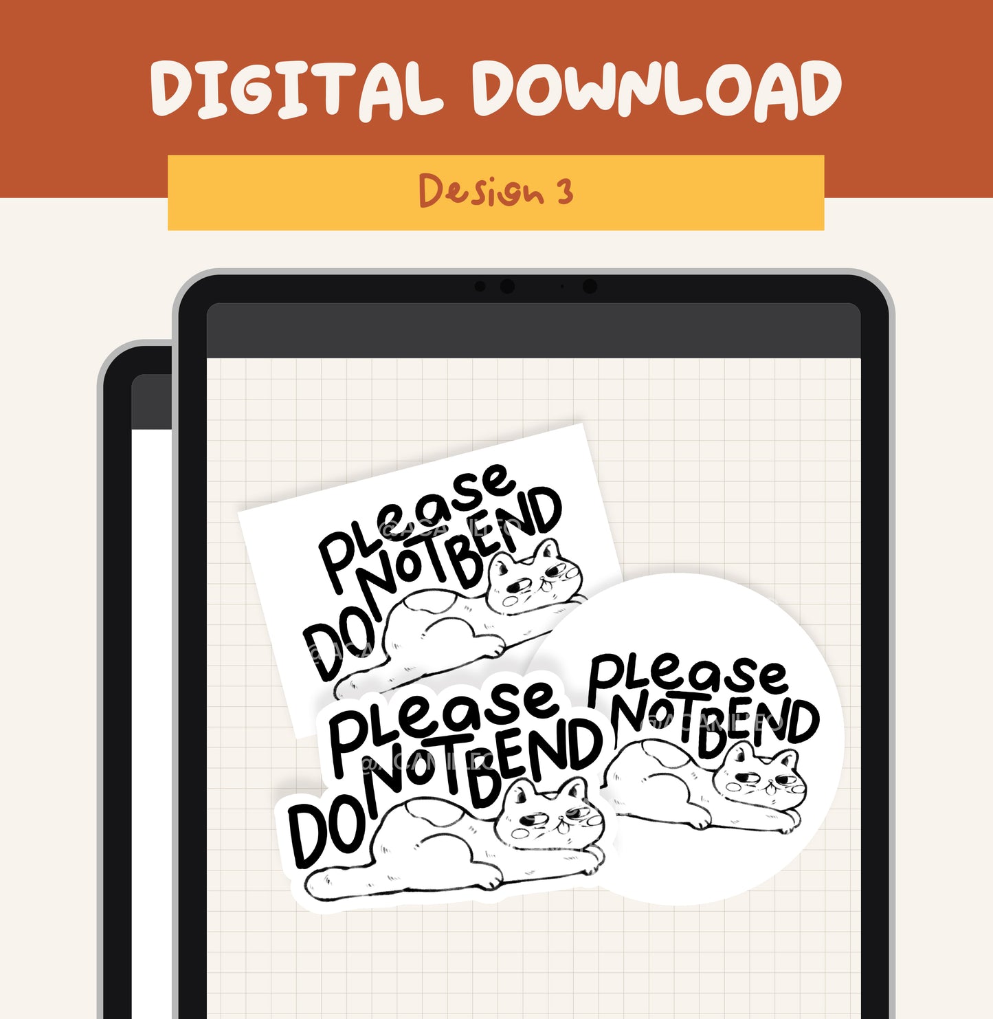 Please Do Not Bend | Sticker Label - Cat Design 3