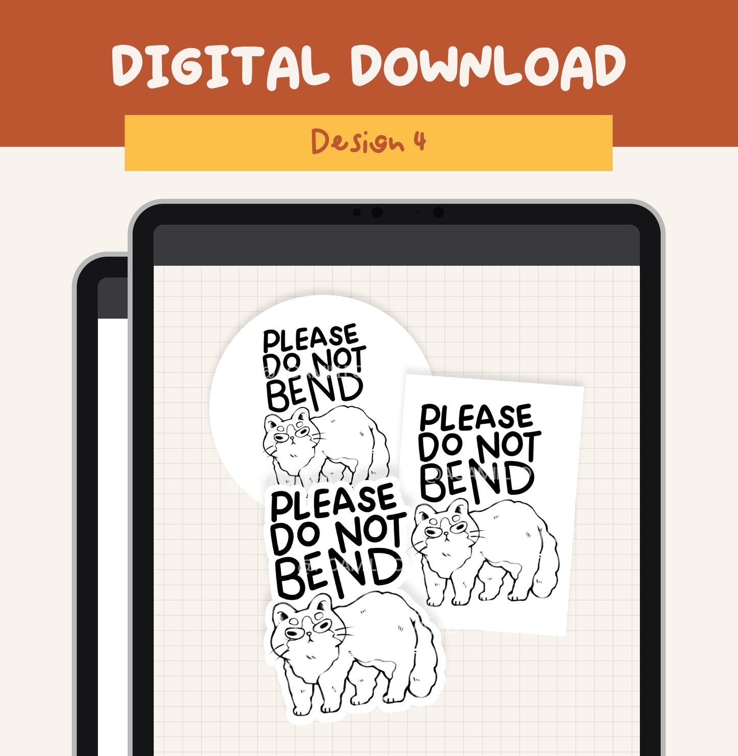 Please Do Not Bend | Sticker Label - Cat Design 4