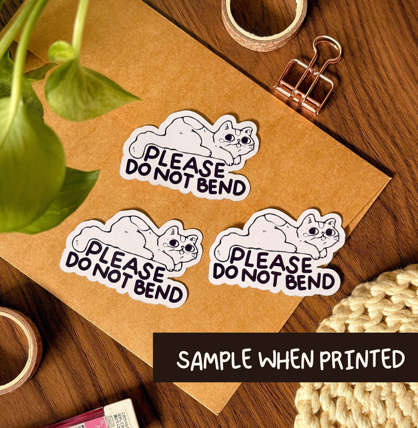 Please Do Not Bend | Sticker Label - Cat Design 2