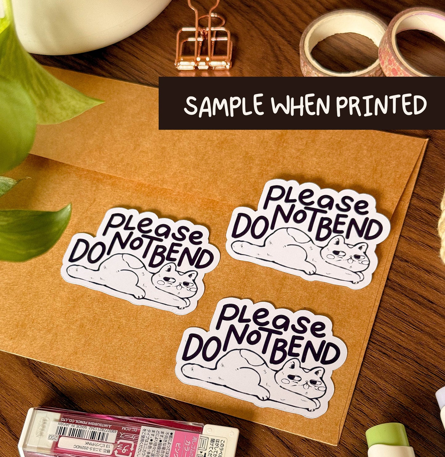 Please Do Not Bend | Sticker Label - Cat Design 3