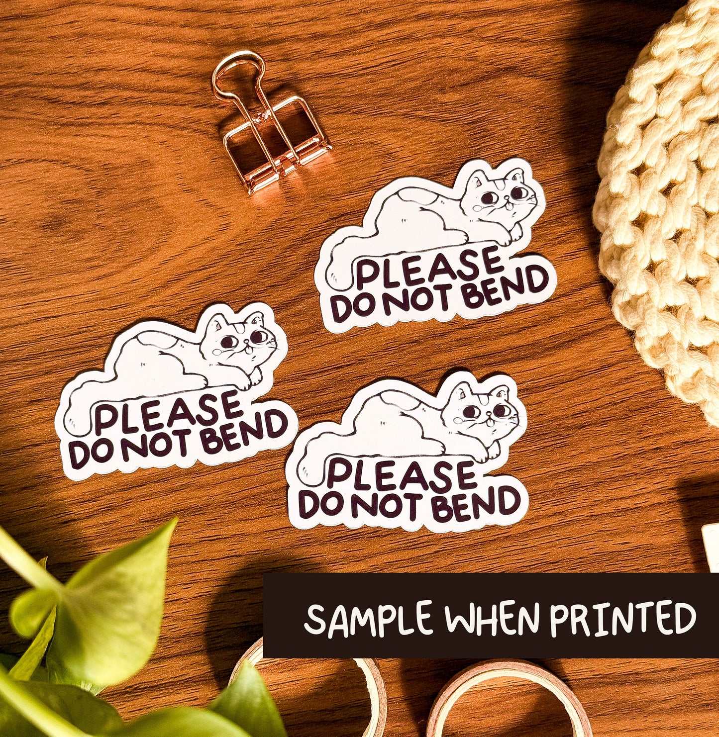 Please Do Not Bend | Sticker Label - Cat Design 2