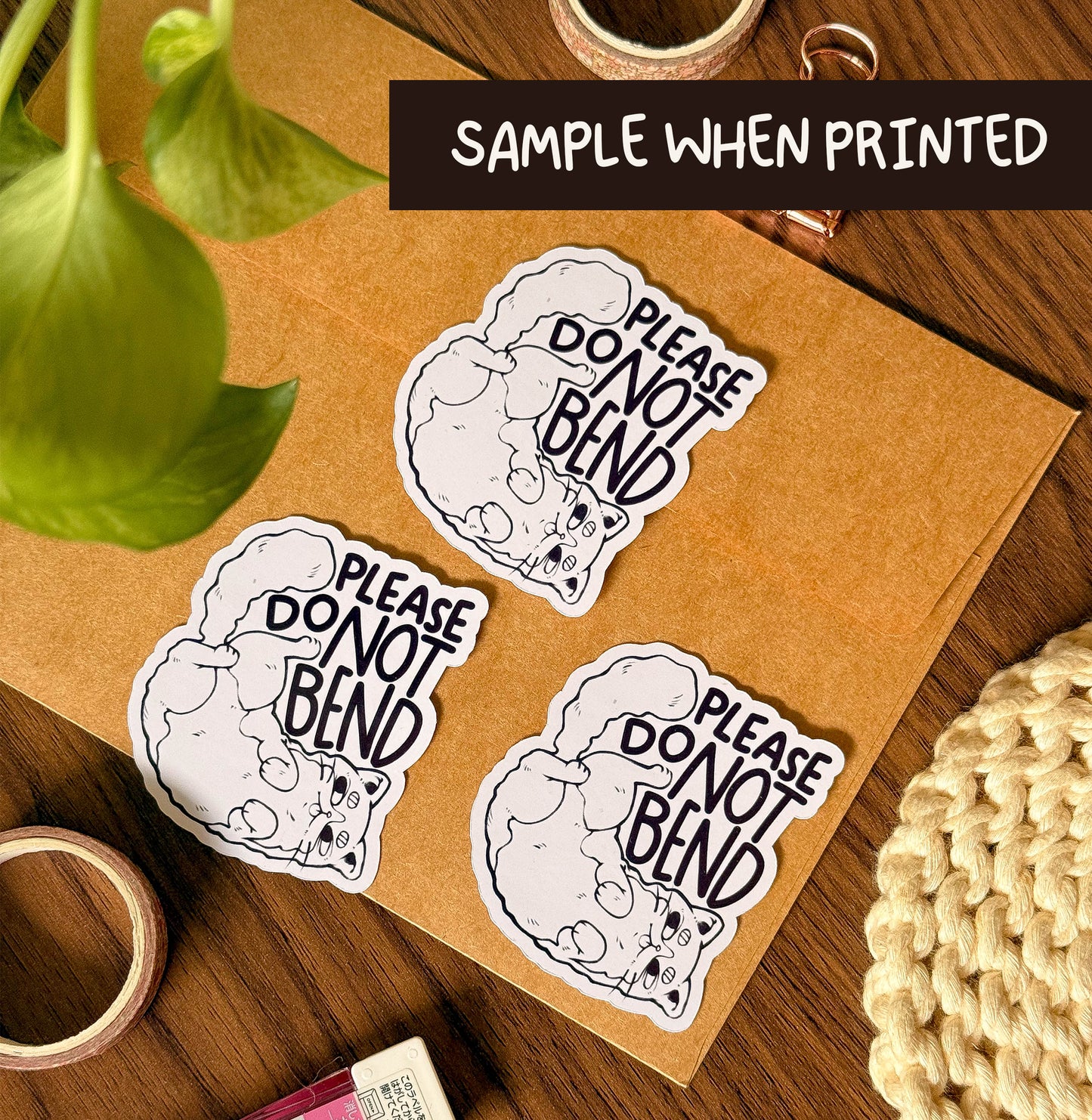 Please Do Not Bend | Sticker Label - Cat Design 1