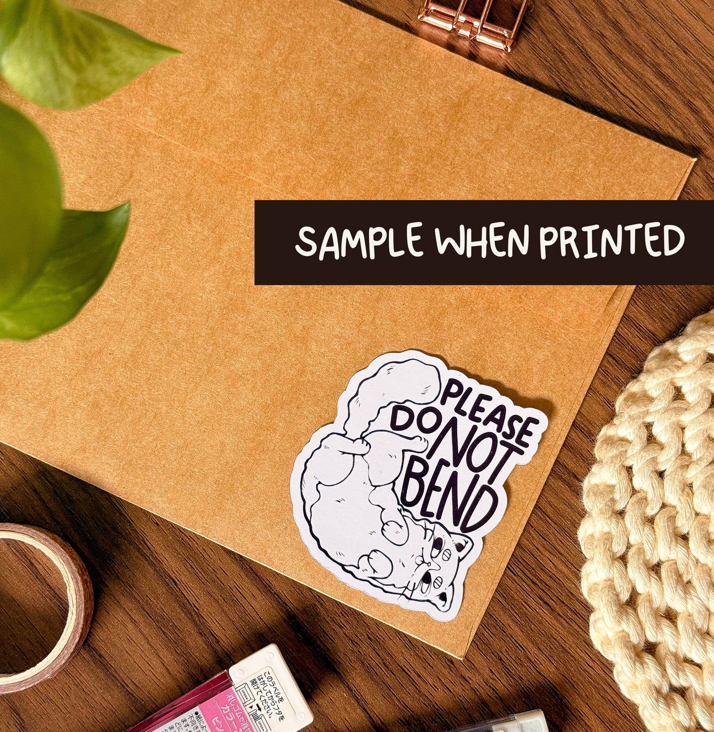 Please Do Not Bend | Sticker Label - Cat Design 1
