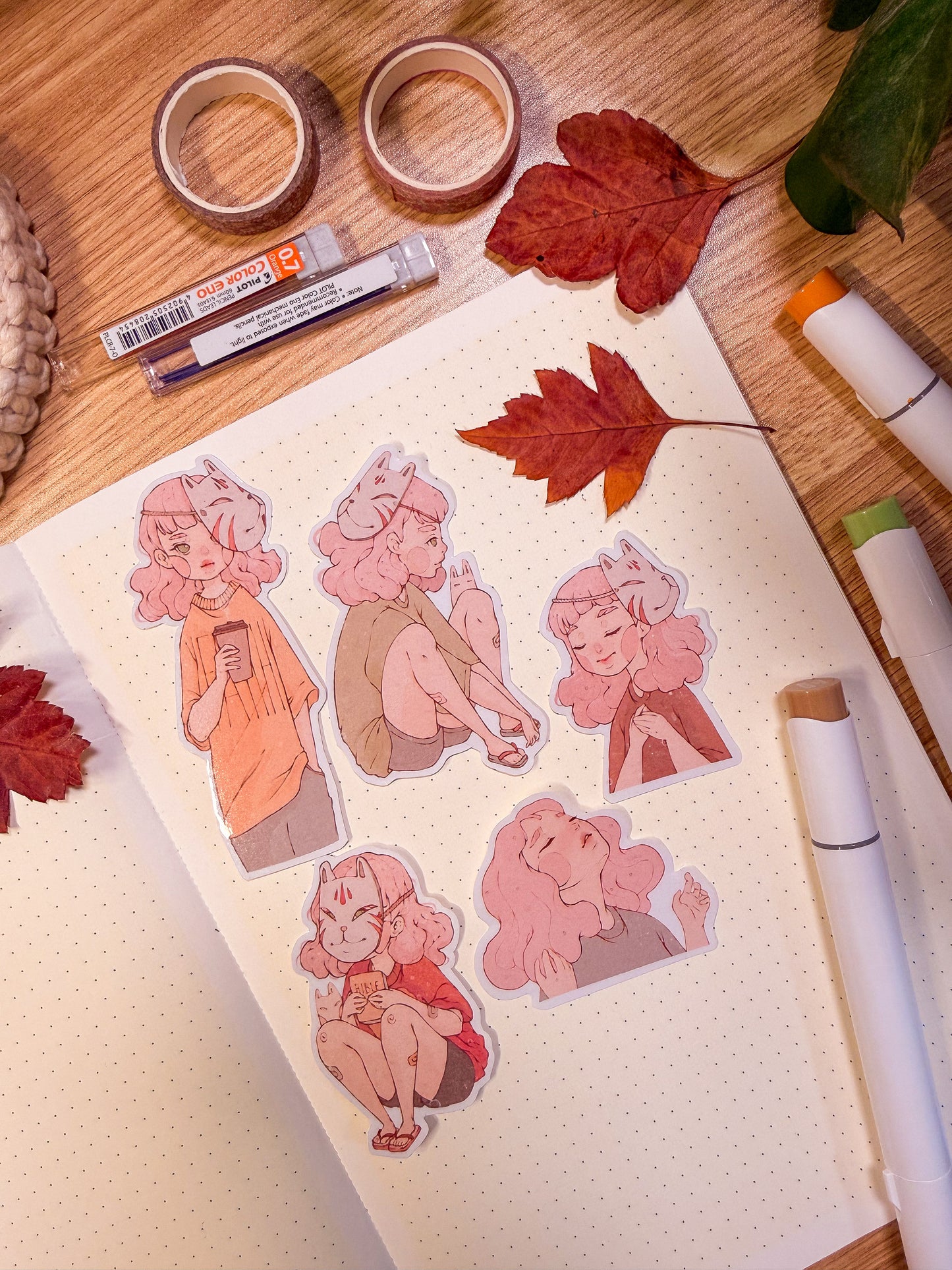 Tengu Mask Sticker Pack | 5 PCS