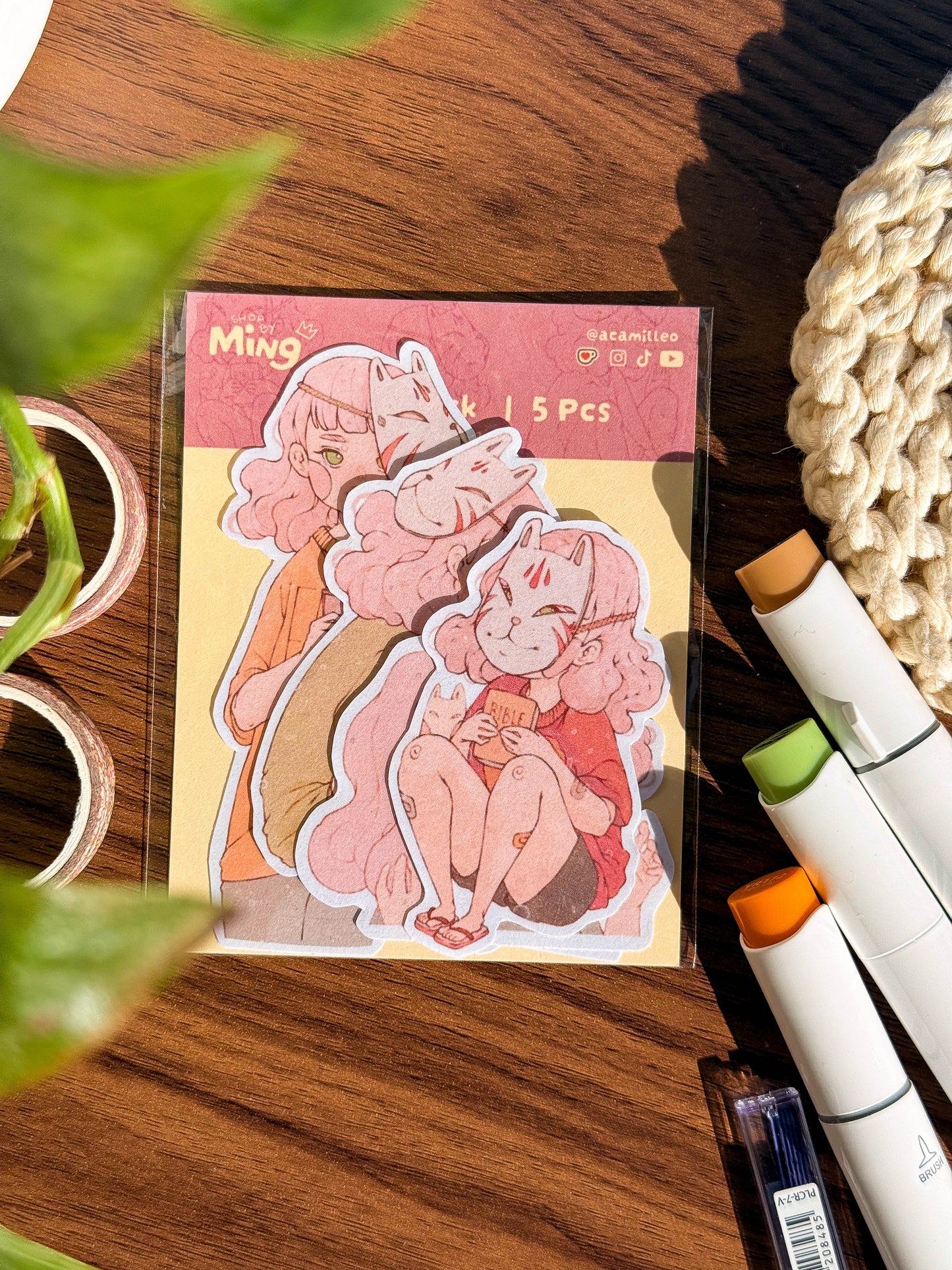 Tengu Mask Sticker Pack | 5 PCS