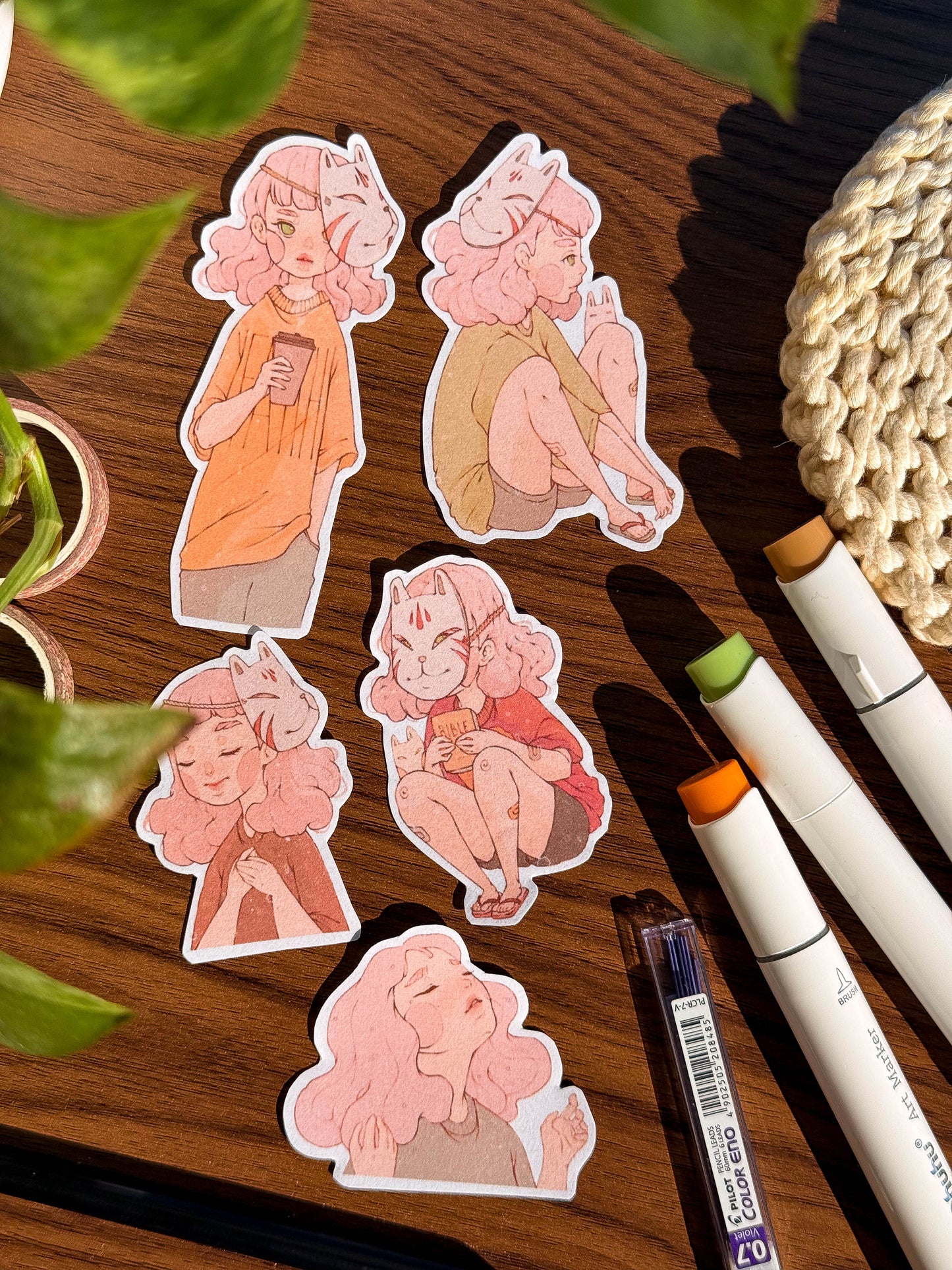 Tengu Mask Sticker Pack | 5 PCS