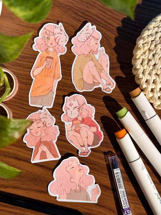 Tengu Mask Sticker Pack | 5 PCS